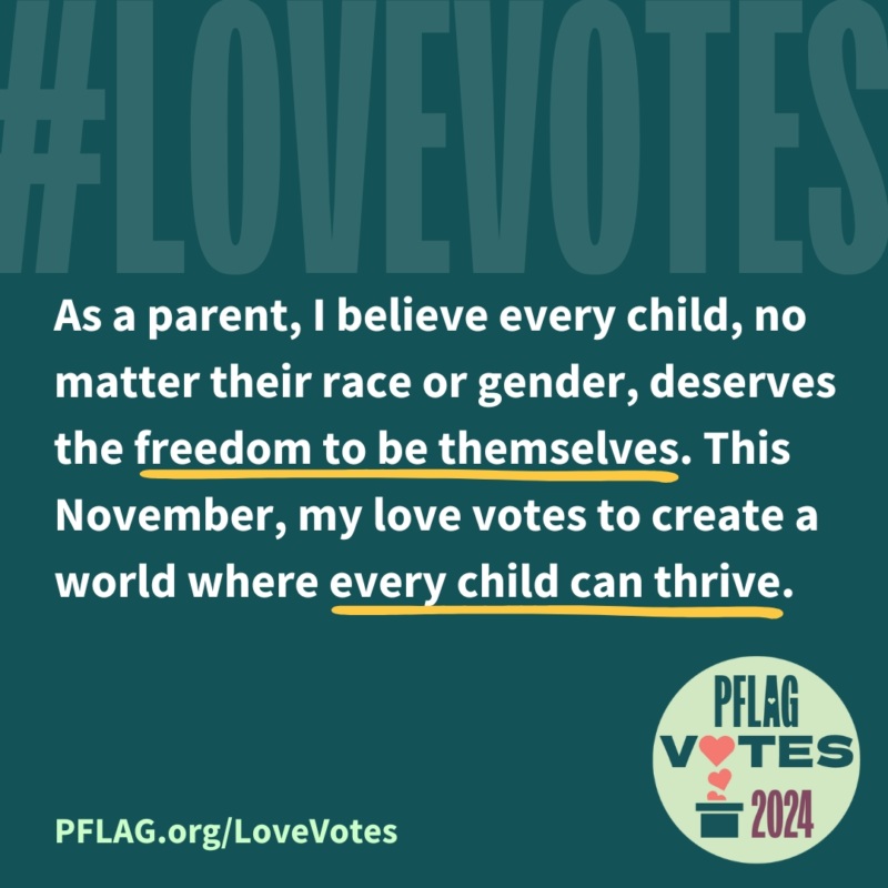 Social media graphic for #LoveVotes with a teal background